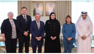 Minister of State for International Cooperation H E Maryam bint Ali bin Nasser Al Misnad during a meeting with Minister of State at the Irish Department of Rural and Community Development H E Jerry Buttimer and other officials.