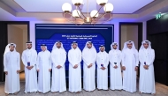 Minister of Justice and Minister of State for Cabinet Affairs H E Ibrahim bin Ali bin Issa Al Hassan Al Mohannadi, President of the National Cyber Security Agency H E  Engineer Abdulrahman bin Ali Al Farahid Al Malki with other officials during the event.