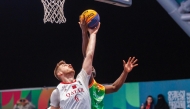 Action during the 3x3 basketball match between Qatar and Ivory Coast.