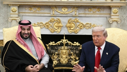 US President Donald Trump meets with Crown Prince and Prime Minister of the Kingdom of Saudi Arabia Mohammed bin Salman in the Oval Office of the White House in Washington, DC on November 18, 2025. Photo by Brendan Smialowski / AFP