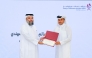Undersecretary of the Ministry of Awqaf and Islamic Affairs H E Dr. Sheikh Khalid bin Mohammed bin Ghanem Al Thani honouring CEO of Seashore Group Salem Saeed Al Mohannadi.