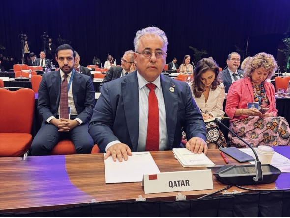 Qatar's Ambassador to the French Republic and representative to the International Organization of the Francophonie H E Sheikh Ali bin Jassim Al-Thani attending the session.
