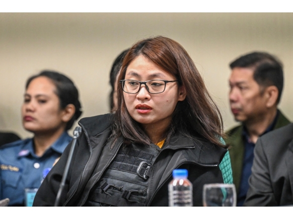 (Files) This file photo taken on September 9, 2024, shows Alice Guo, former mayor of Bamban in Philippines' Tarlac province, attending a hearing at the Senate in Manila. (Photo by Jam Sta Rosa / AFP)