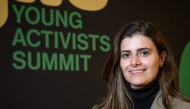 Young activist Lebanon's Marina El Khawand poses on the eve of the Young Activists Summit award ceremony at the UN in Geneva, on November 19, 2025. (Photo by Fabrice Coffrini / AFP)
