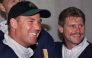 Australia's Shane Warne (L) and team captain Robin Smith (R) pose at the Hampshire County Ground as Warne made his debut against Essex in the English County Championship in Southampton on April 18, 2000. Photo by Adrian DENNIS / AFP