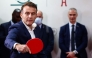 French President Emmanuel Macron plays table tennis during a meeting with Chinese and French table tennis players and students at Sichuan University in Chengdu, in southwestern China's Sichuan province on December 5, 2025. (Photo by Sarah Meyssonnier / POOL / AFP)