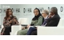Chairperson of Qatar Museums H E Sheikha Al Mayassa, Co-chair of the Bill & Melinda Gates Foundation Bill Gates and President of the Dangote Foundation Aliko Dangote during the panel discussion.