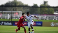 Action during the match between Qatar and Bahrain at U-23 Gulf Cup. 