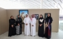 Minister of State and President of Qatar National Library H E Dr. Hamad bin Abdulaziz Al Kawari with artists and Library officials. 