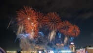 Fireworks lit up the sky in Katara on eve of the Arab cup final.