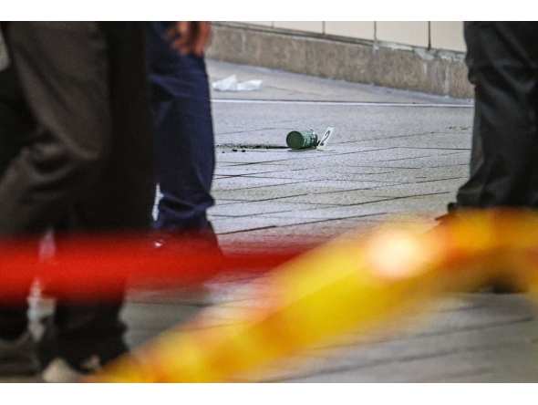 This picture taken and released by Taiwan's Central News Agency (CNA) on December 19, 2025 shows a smoke grenade after it was thrown at Taipei Main Station, in Taipei. (Photo by CHENG CHING-YUAN / CNA / AFP)