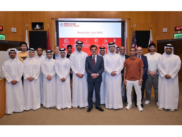 Dr. Javaid Sheikh, Dr. Marco Ameduri, and Dr. Rachid Bendriss with participating students.