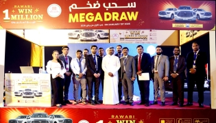 Officials during a grand Mega Draw of Rawabi Hypermarket.