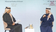 Chairman of Qatar Tourism H E Saad bin Ali Al Kharji (right) speaking at the session yesterday. 