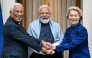 India's Prime Minister Narendra Modi (C) poses for a photograph with European Commission President Ursula von der Leyen (R) and European Council President Antonio Costa before their meeting at the Hyderabad House in New Delhi on January 27, 2026. Photo by Sajjad HUSSAIN / AFP