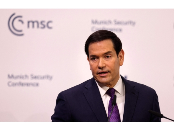 US Secretary of State Marco Rubio speaks during the 62nd Munich Security Conference (MSC) on February 14, 2026 in Munich, southern Germany. (Photo by Alexandra Beier / POOL / AFP)