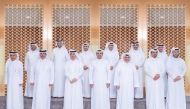 Minister of State for Energy Affairs, President and CEO of QatarEnergy, H E Saad Sherida Al-Kaabi with the retiring Executive Vice President for Industrial Cities at QatarEnergy, Abdulaziz Jassim Al-Muftah, and other officials during the farewell reception.
