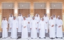 Minister of State for Energy Affairs, President and CEO of QatarEnergy, H E Saad Sherida Al-Kaabi with the retiring Executive Vice President for Industrial Cities at QatarEnergy, Abdulaziz Jassim Al-Muftah, and other officials during the farewell reception.