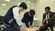 High school students at WCM-Q’s Clinical Skills & Simulation Lab during the Qatar Medical Explorer Program winter session.