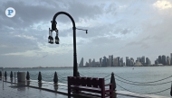 Dark clouds visible over Doha’s skyline on Wednesday morning, as seen from Old Doha Port. Picture by Hana Ramadan / The Peninsula 