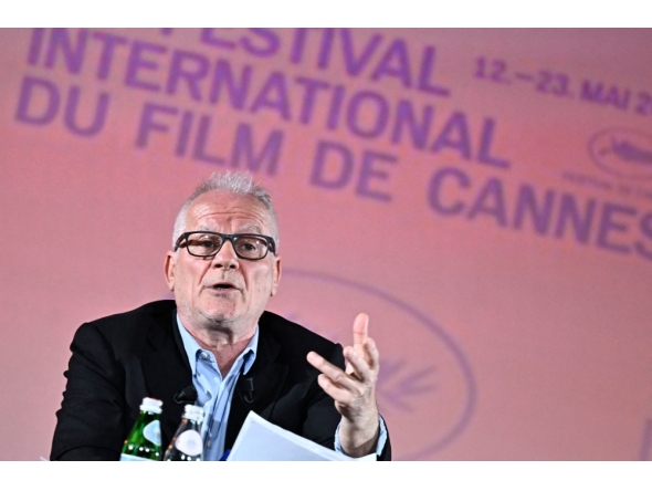 Cannes film festival General Delegate Thierry Fremaux speaks during a press conference to announce the official selection of the 79th edition of the Cannes Film Festival, at the Pathe Palace cinema in Paris on April 9, 2026. (Photo by Julien De Rosa / AFP)