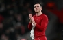 Liverpool's Scottish defender #26 Andrew Robertson applauds the fans following the UEFA Champions League football match between Liverpool and Qarabag at Anfield in Liverpool, north west England on January 28, 2026. Photo by Paul ELLIS / AFP