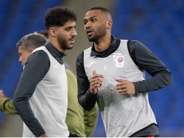 Al Rayyan's Abdulaziz Hatem (right) and Jassem Gaber during a training session.