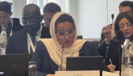 Acting Charge d’Affaires of the Mission of Qatar to the European Union Sarah bint Ahmed Al Mohannadi speaking at the event.