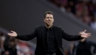 Atletico Madrid's Argentine coach Diego Simeone gestures on the touchline during the Spanish league football match between Club Atletico de Madrid and Athletic Club Bilbao at the Metropolitano stadium in Madrid on April 25, 2026. (Photo by Oscar DEL POZO / AFP)

