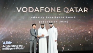Enterprise Business Unit Director at Vodafone Qatar Mohammed Mohsin Alyafei receiving the award.