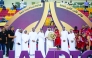 Qatar Olympic Committee President H E Sheikh Joaan bin Hamad Al Thani crowns Al Arabi Amir Basketball Cup champions. 