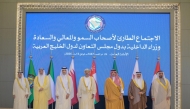 Minister of State for Interior Affairs H E Sheikh Abdulaziz bin Faisal bin Mohammed Al Thani with Ministers of Interior of GCC member states, in Riyadh, Saudi Arabia, yesterday.
