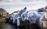 This photograph taken at the Pont-Neuf bridge in Paris on May 21, 2026 shows the installation of 