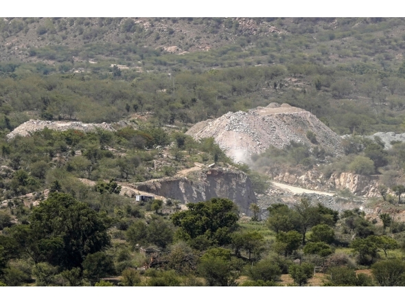 This photograph taken on May 19, 2026 shows a stone quarry near Avinashi village in Rajasthan's Neem Ka Thana town. (Photo by AFP)
