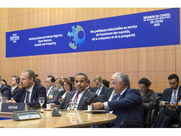 Minister of Finance H E Ali bin Ahmed Al Kuwari attending the opening of the 2026 Ministerial Council Meeting of the Organisation for Economic Co-operation and Development in Paris yesterday.