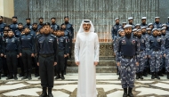 Minister of Interior and Commander of the Internal Security Force “Lekhwiya” – Chairman of the Security Committee H E Sheikh Khalifa bin Hamad bin Khalifa Al Thani with members of Qatari security forces.
