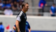 Coach Julen Lopetegui reacts during the warm-up match against El Salvador. 