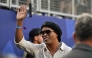 Brazilian former football star Ronaldinho waves ahead of the 2026 World Cup Group C football match between Brazil and Haiti at the Philadelphia Stadium in Philadelphia on June 19, 2026. (Photo by Jewel SAMAD / AFP)