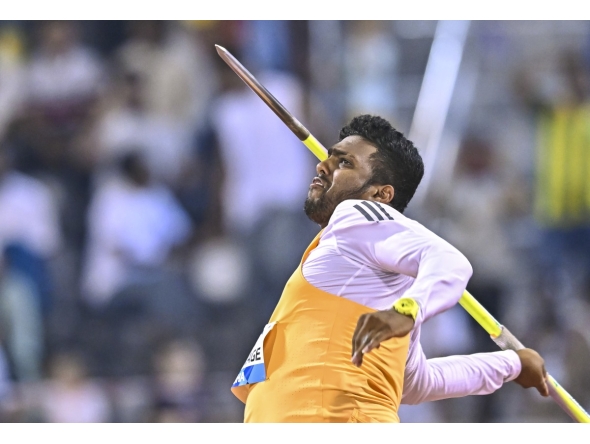 Sri Lanka’s Rumesh Tharanga Pathirage competes in the men’s javelin throw during the Doha Diamond League competition in Doha. PIC: XINHUA