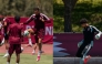 Qatar players during a training session.
