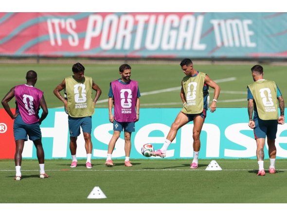 Portugal players take part in a training session. 