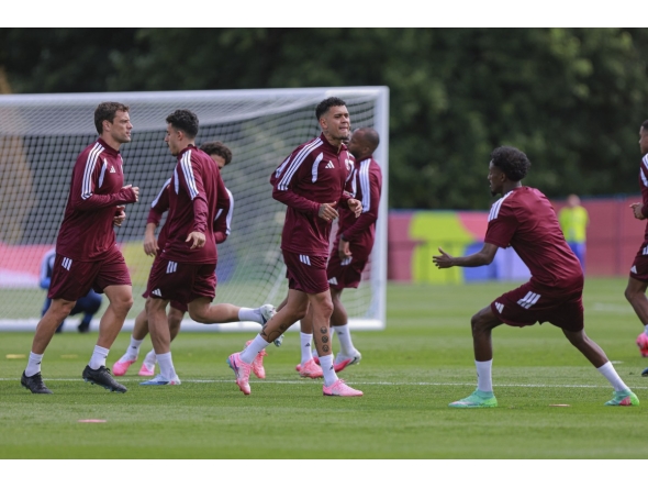 Qatar players in action during a training session. (AFP)