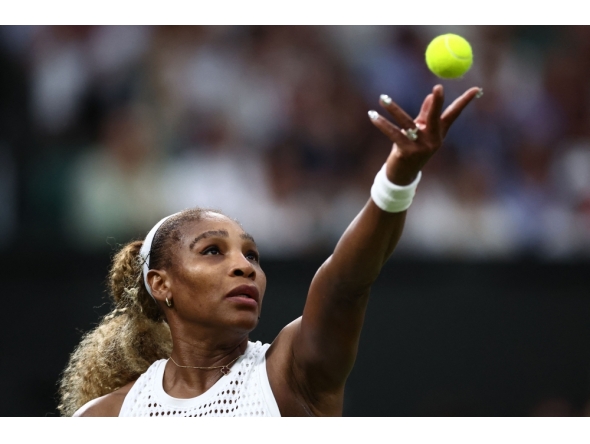 US player Serena Williams serves the ball to Australia's Maya Joint on June 30, 2026. Photo by Henry Nicholls / AFP