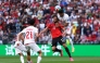 SEATTLE, WASHINGTON - JUNE 26: Mostafa Zico #11 of Egypt competes for a header against Emam Ashour #8 of Egypt during the FIFA World Cup 2026 Group G match between Egypt and IR Iran at Seattle Stadium on June 26, 2026 in Seattle, Washington.  (Photo by Dean Mouhtaropoulos / GETTY IMAGES NORTH AMERICA / Getty Images via AFP)
