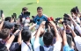 Spain's midfielder #16 Rodri speaks to media before an MD-1 training session at the Cotton Bowl in Dallas on July 5, 2026, on the eve of the 2026 World Cup round of 16 football match between Portugal and Spain. (Photo by Thomas COEX / AFP)