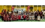 Executive Director of Women’s and Girls’ Sports at Qatar Foundation Alanoud Al Mesnad and President of the Qatar Volleyball Association Ali Ghanim Al-Kuwari pose with winners across all categories.