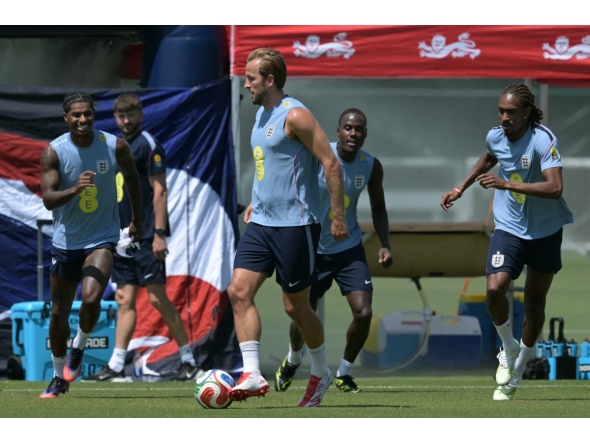 England’s Harry Kane attends a training session.