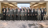 Ambassador of Qatar to the United Kingdom H E Sheikh Abdullah bin Mohammed bin Saud Al Thani and other officials with Qatari graduates during the honouring ceremony.