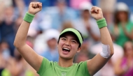Alexandra Eala of the Philippines celebrates after winning a women's singles match against Naomi Osaka of Japan on day six of the Mubadala DC Open 2026 at William H.G. FitzGerald Tennis Center on August 01, 2026 in Washington, DC. (Photo by Emilee Chinn / GETTY IMAGES NORTH AMERICA / Getty Images via AFP)
