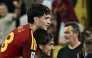 Roma's Argentinian forward #18 Matيas Soulé (L) celebrates with team mate Argentinian forward #21 Paulo Dybala (R) after scoring a goal during the Italian Serie A football match between Roma and Atalanta at the Olympic Stadium in Rome on September 5 2026. (Photo by Filippo MONTEFORTE / AFP)